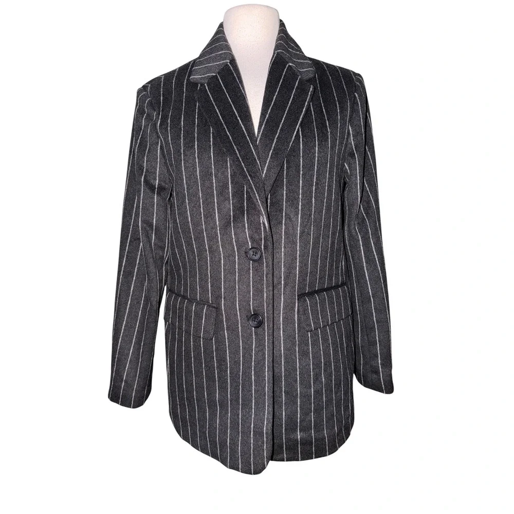 Pistola Charcoal Chalk Stripe Wool Blend Blazer Jacket P00095185WH XS New A4